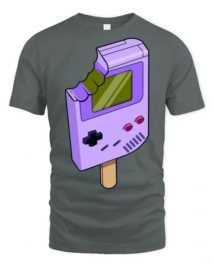 Retro Game Console Ice Cream Funny Gamer Graphic T Shirt - gray t-shirt on white background