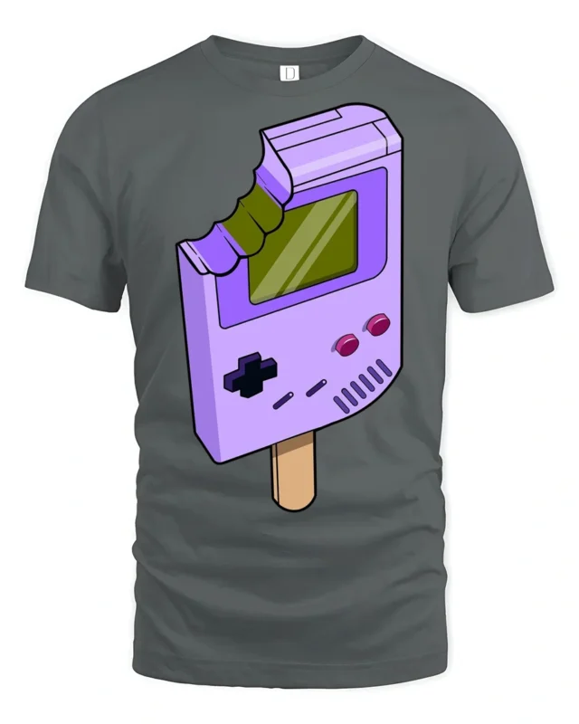 Retro Game Console Ice Cream Funny Gamer Graphic T Shirt - gray t-shirt on white background