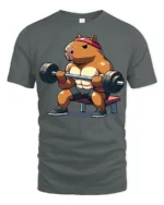 Strong Capybara Gym Lover Funny Fitness Graphic T Shirt - gray t-shirt on white background
