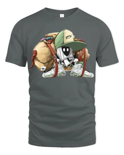 Street Style Spray Can Character Graffiti Urban Art T Shirt - gray t-shirt on white background