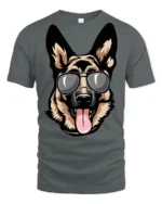 Cool German Shepherd Dog With Sunglasses Graphic T Shirt - gray t-shirt on white background