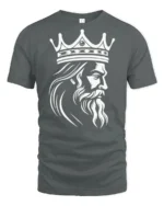 King Crown Beard Graphic Royal Power Minimalist T Shirt - gray t-shirt on white background
