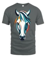 Colorful Horse Head Artistic Style Animal Graphic T Shirt - gray t-shirt on white background