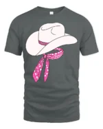 Cute Cowgirl Hat With Pink Bandana Western Style T Shirt - gray t-shirt on white background