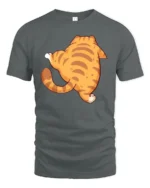 Funny Chubby Cat Butt Wiggle Cute Cartoon Graphic T Shirt - gray t-shirt on white background