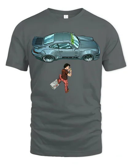 Retro Sports Car Traveler Adventure Cool Graphic T Shirt - gray t-shirt on white background