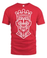 Tribal King Crown Face Abstract Art Graphic T Shirt - red t-shirt on white background