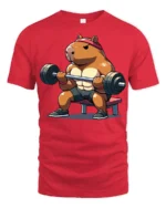 Strong Capybara Gym Lover Funny Fitness Graphic T Shirt - red t-shirt on white background