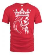 King Crown Beard Graphic Royal Power Minimalist T Shirt - red t-shirt on white background