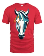 Colorful Horse Head Artistic Style Animal Graphic T Shirt - red t-shirt on white background