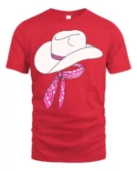Cute Cowgirl Hat With Pink Bandana Western Style T Shirt - red t-shirt on white background