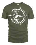 Ancient Greek Archer Spartan Warrior Graphic Tee Shirt - military green t-shirt on white background