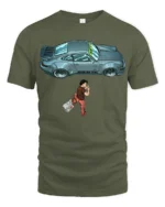 Retro Sports Car Traveler Adventure Cool Graphic T Shirt - military green t-shirt on white background