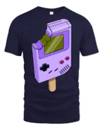 Retro Game Console Ice Cream Funny Gamer Graphic T Shirt - navy t-shirt on white background