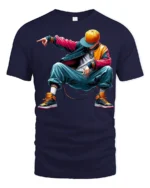 Hip Hop Street Dancer Urban Style Cool Graphic T Shirt - navy t-shirt on white background