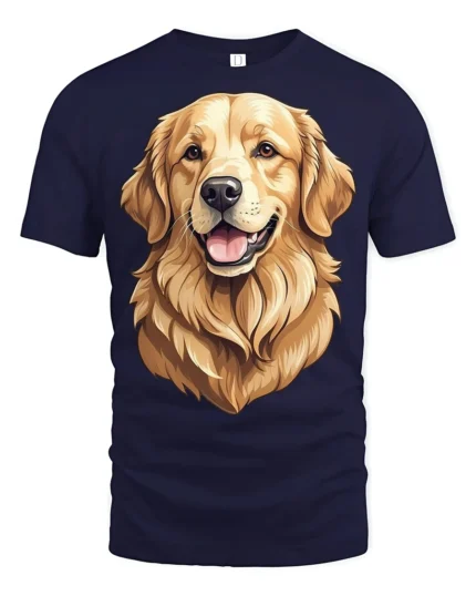 Golden Retriever Dog Portrait Cute Pet Lover Graphic T Shirt - navy t-shirt on white background