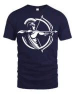 Ancient Greek Archer Spartan Warrior Graphic Tee Shirt - navy t-shirt on white background