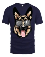 Cool German Shepherd Dog With Sunglasses Graphic T Shirt - navy t-shirt on white background
