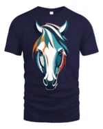 Colorful Horse Head Artistic Style Animal Graphic T Shirt - navy t-shirt on white background
