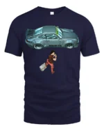 Retro Sports Car Traveler Adventure Cool Graphic T Shirt - navy t-shirt on white background