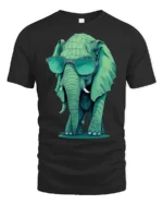 Cool Elephant Sunglasses Graphic T Shirt Funny Animal Style - black t-shirt on white background