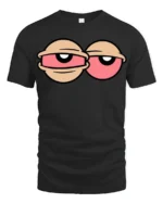 Tired Eyes Funny Cartoon T Shirt Lazy Mood Graphic Tee Style - black t-shirt on white background