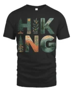 Hiking Nature Landscape Graphic T Shirt Mountain Forest Adventure Style - black t-shirt on white background