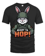 Ready To Hop Funny Military Bunny Graphic T Shirt Cute Soldier Style - black t-shirt on white background