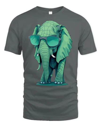 Cool Elephant Sunglasses Graphic T Shirt Funny Animal Style - gray t-shirt on white background