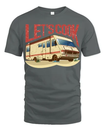 Lets Cook RV Camper Graphic T Shirt Funny Vintage Road Trip Style - gray t-shirt on white background