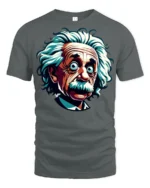 Funny Genius Scientist Cartoon T Shirt Wild Hair Smart Style - gray t-shirt on white background