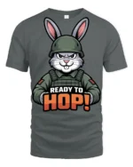 Ready To Hop Funny Military Bunny Graphic T Shirt Cute Soldier Style - gray t-shirt on white background