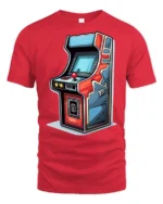 Retro Arcade Machine Graphic T Shirt Vintage Gamer Classic Style Tee - red t-shirt on white background
