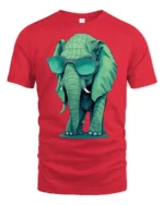 Cool Elephant Sunglasses Graphic T Shirt Funny Animal Style - red t-shirt on white background