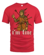 Im Fine Medieval Knight Funny Dark Humor Graphic T Shirt Vintage Style - red t-shirt on white background