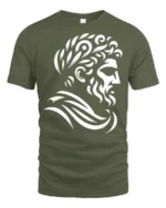 Greek Philosopher Statue Graphic T Shirt Minimalist Classic Art Style - military green t-shirt on white background