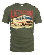 Lets Cook RV Camper Graphic T Shirt Funny Vintage Road Trip Style - military green t-shirt on white background