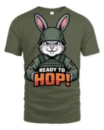 Ready To Hop Funny Military Bunny Graphic T Shirt Cute Soldier Style - military green t-shirt on white background