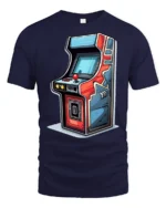 Retro Arcade Machine Graphic T Shirt Vintage Gamer Classic Style Tee - navy t-shirt on white background