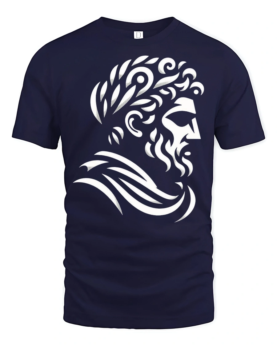 Greek Philosopher Statue Graphic T Shirt Minimalist Classic Art Style - 1 Greek Philosopher Statue Graphic T Shirt Minimalist Classic Art Style - navy t-shirt on white background