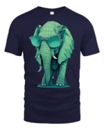 Cool Elephant Sunglasses Graphic T Shirt Funny Animal Style - navy t-shirt on white background