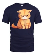 Grumpy Cute Cat Graphic T Shirt Funny Angry Kitty Mood Style Tee - navy t-shirt on white background