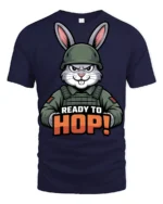 Ready To Hop Funny Military Bunny Graphic T Shirt Cute Soldier Style - navy t-shirt on white background