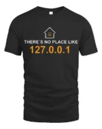 Nerdy Developer Home IP Address Joke Graphic T Shirt Coding Tee - black t-shirt on white background