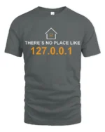 Nerdy Developer Home IP Address Joke Graphic T Shirt Coding Tee - gray t-shirt on white background