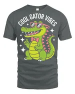 Cool Gator Vibes Funny Alligator Graphic T Shirt Cute Animal Tee - gray t-shirt on white background