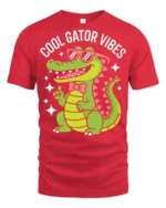 Cool Gator Vibes Funny Alligator Graphic T Shirt Cute Animal Tee - red t-shirt on white background