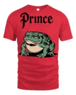 Funny Prince Frog Graphic T Shirt Cute Cartoon Frog Animal Tee - red t-shirt on white background
