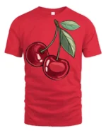 Sweet Red Cherry Fruit Graphic T Shirt Cute Aesthetic Summer Tee - red t-shirt on white background