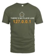 Nerdy Developer Home IP Address Joke Graphic T Shirt Coding Tee - military green t-shirt on white background